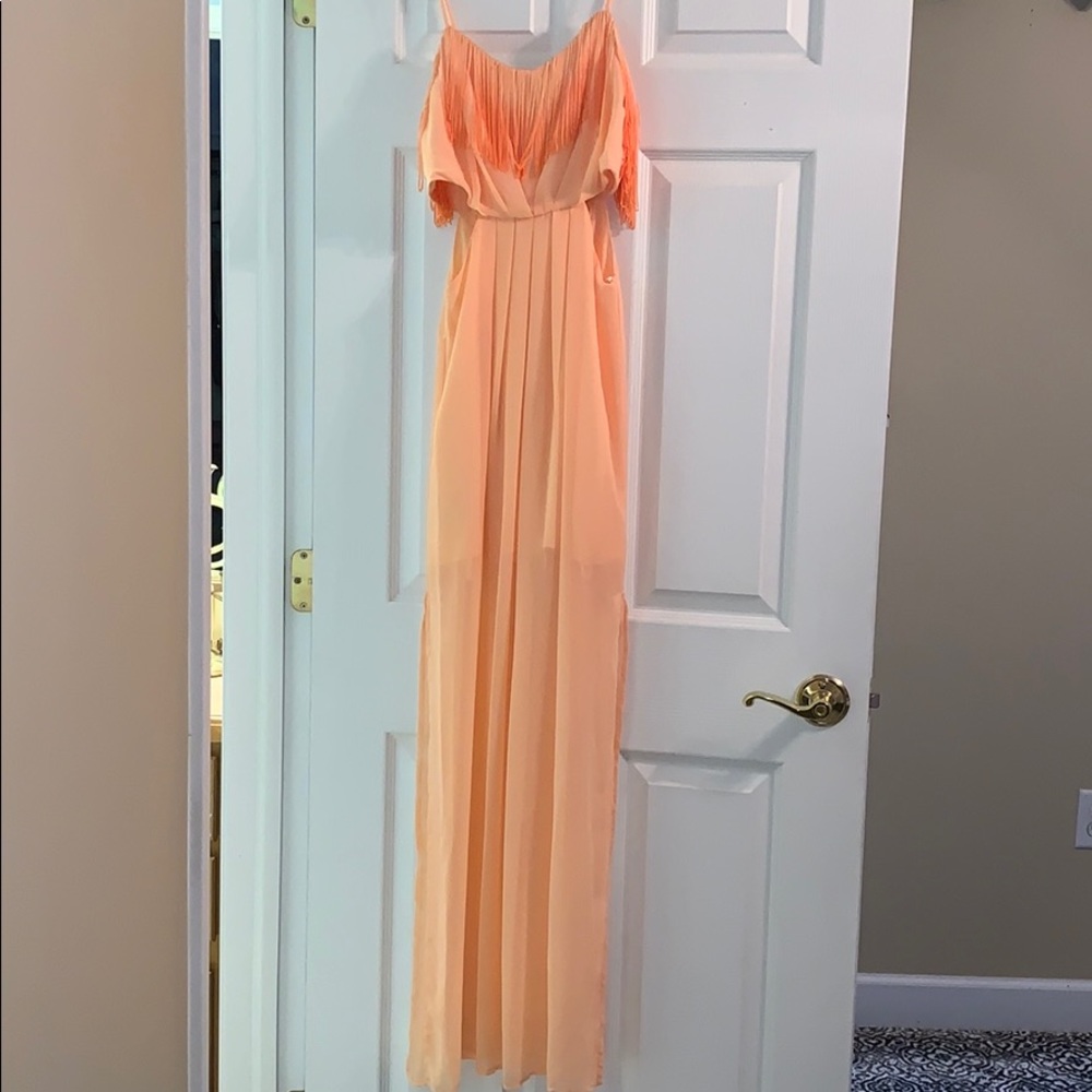 BCBGeneration fringe maxi dress with side slits